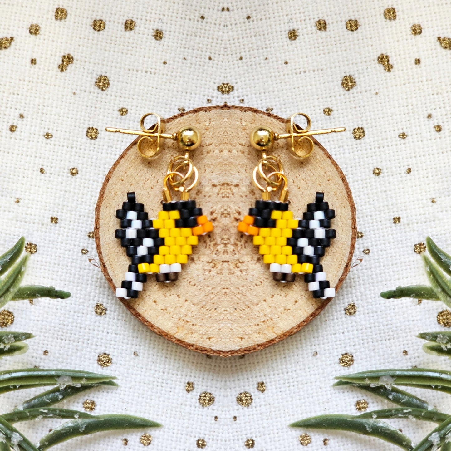 🌟NEW🌟 Mini American Goldfinch beaded earrings