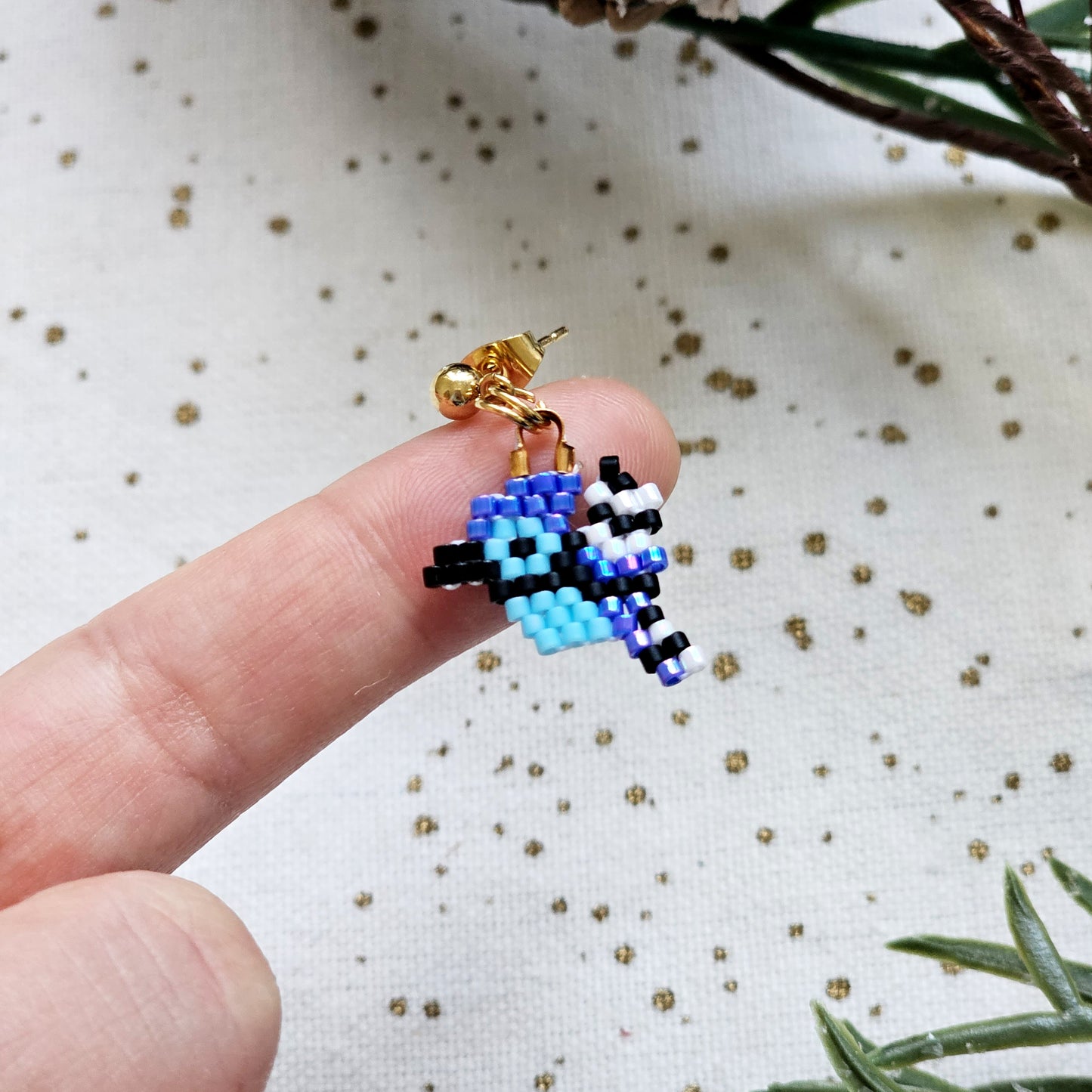 🌟NEW🌟 Mini Bluejay beaded earrings