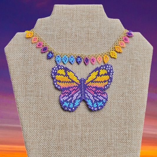 ✨ SUNSET BUTTERFLY ✨ Beaded Necklace