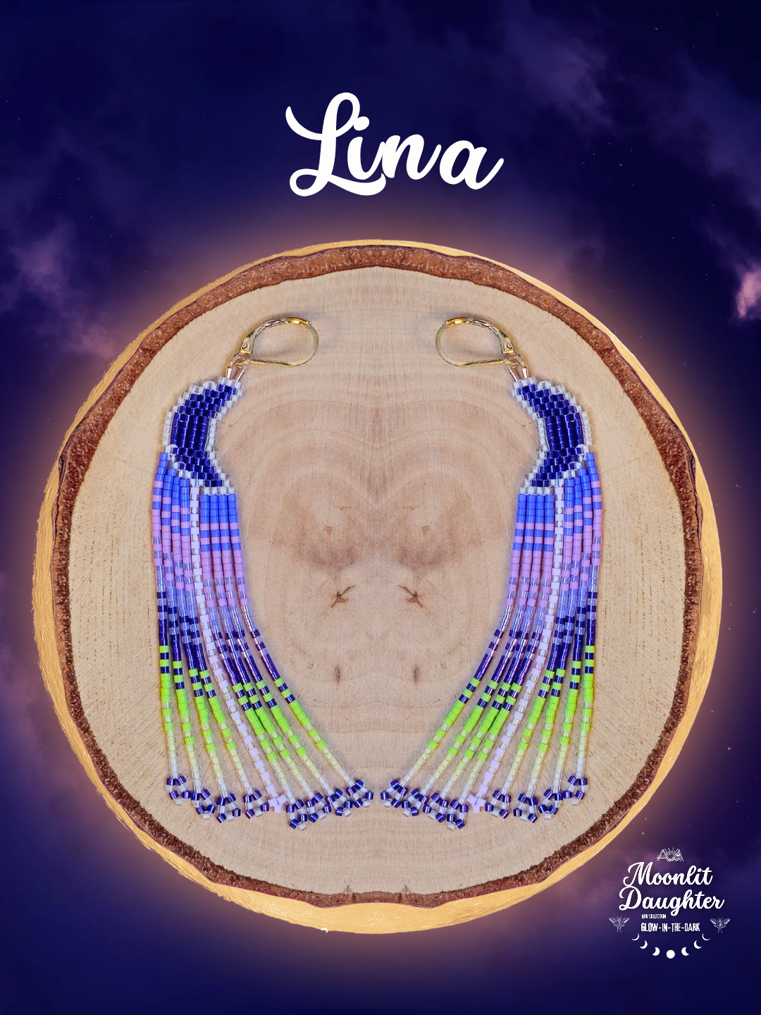 🌙 NEW ✨ LINA 🌟 Glow-in-the-Dark Moon Beaded Earrings🌙✨