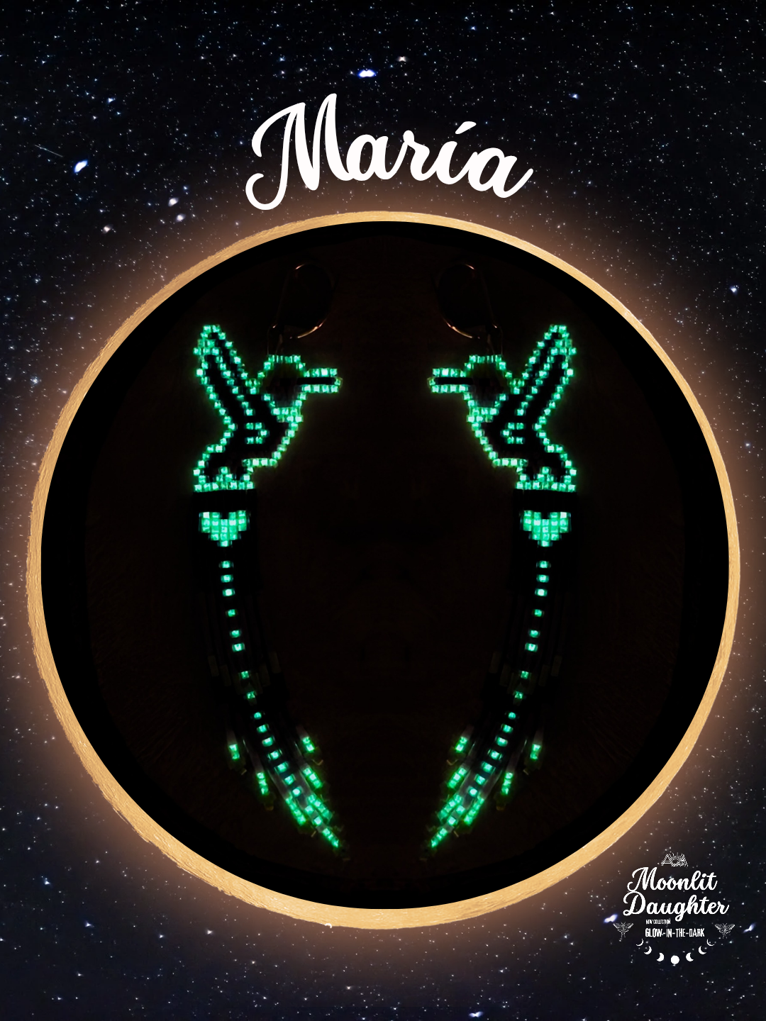 🌙 NEW ✨ MARIA 🌟 Glow-in-the-Dark Hummingbird Beaded Earrings 🌙✨