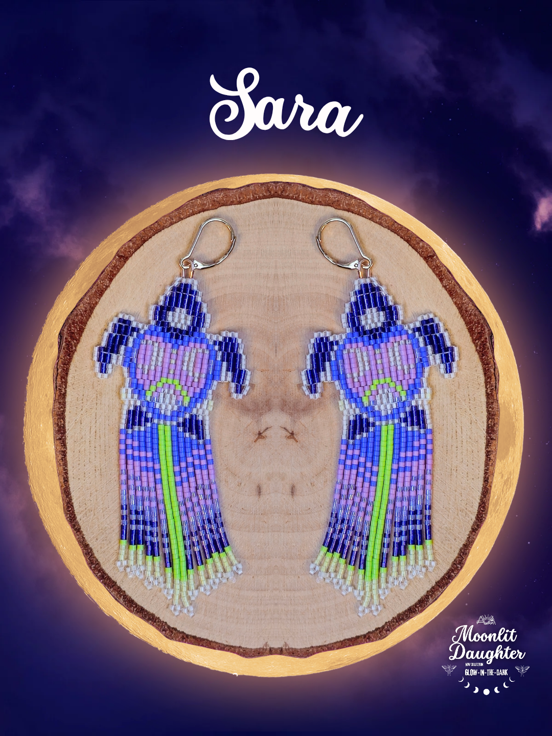 🌙 NEW ✨ SARA 🌟 Glow-in-the-Dark Turtle Beaded Earrings🌙✨