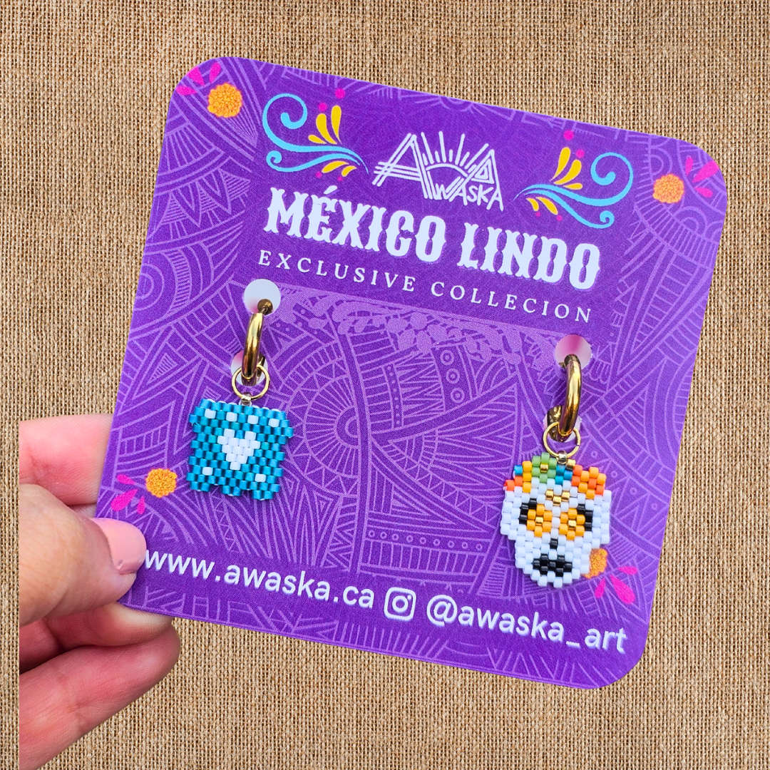 💜 NEW ✨  Beaded Catrina & Papel Picado Earrings 🌸