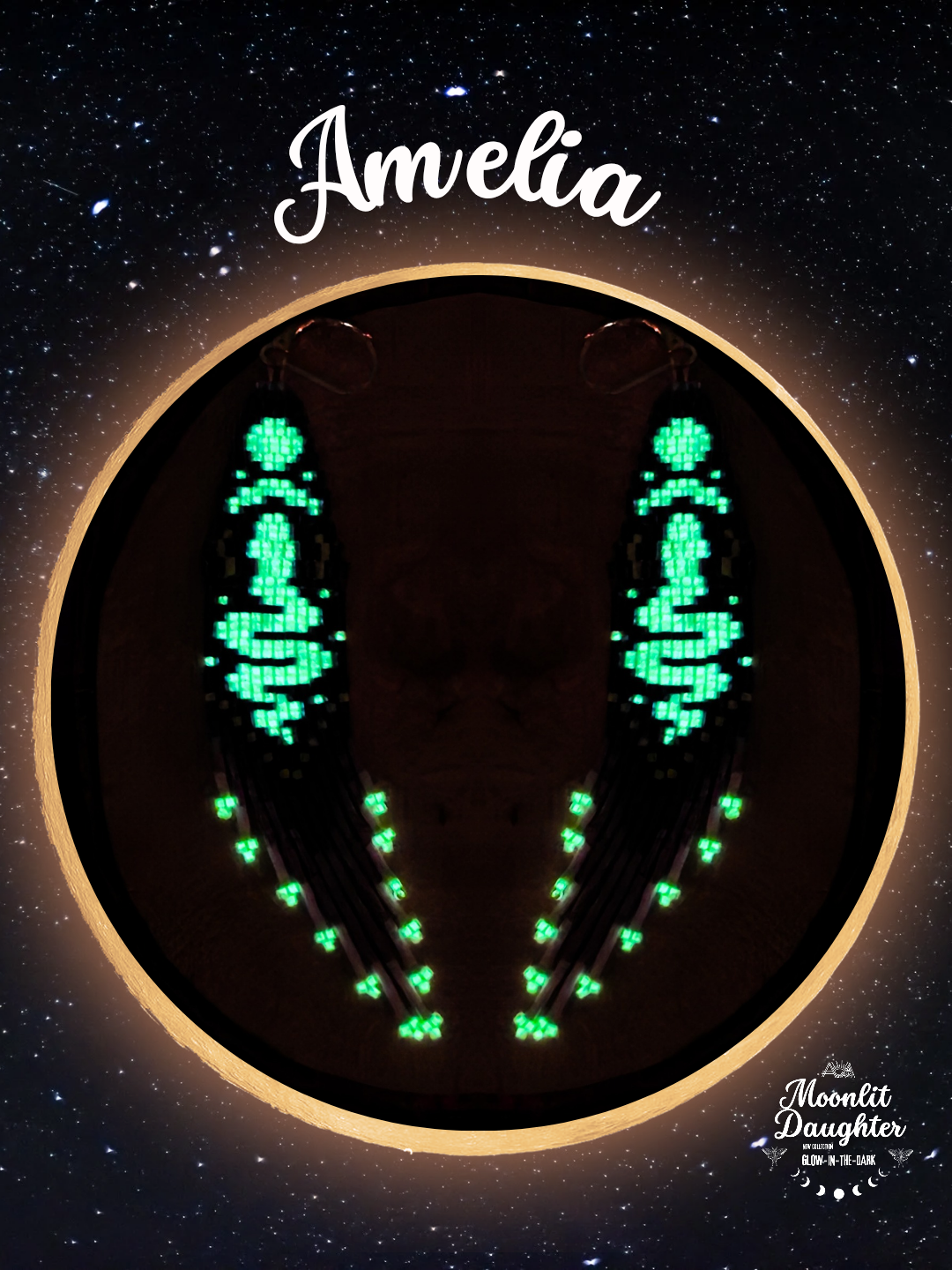 🌙 NEW ✨ AMELIA 🌟 Glow-in-the-Dark Beaded Snake Earrings 🌙✨