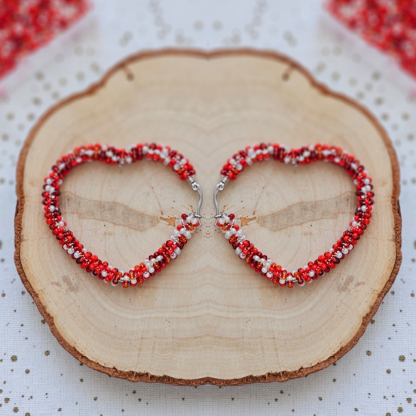 ❤️ Infinity Love Beaded Earrings ❤️ Red