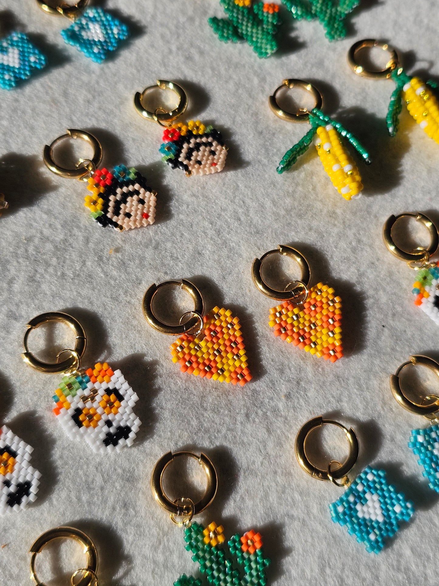 💜 NEW ✨ Beaded Frida & Corn Earrings