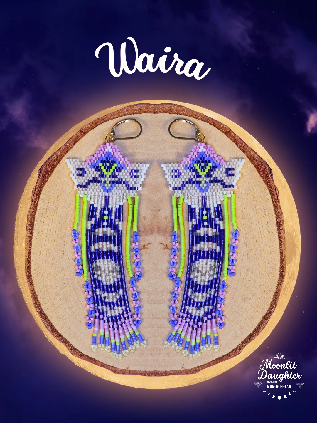 🌙 NEW ✨ WAIRA 🌟 Glow-in-the-Dark Luna Moth Beaded Earrings 🌙✨