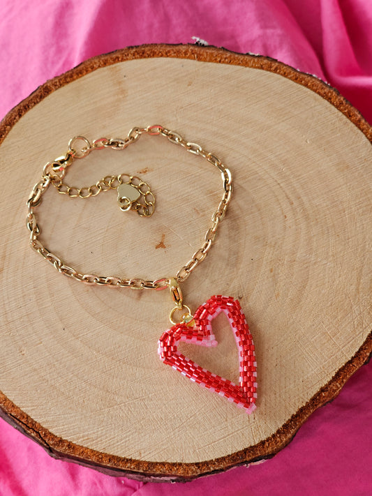 ✨❤️ SELF LOVE ❤️✨  3D Heart Beaded Charm Bracelet