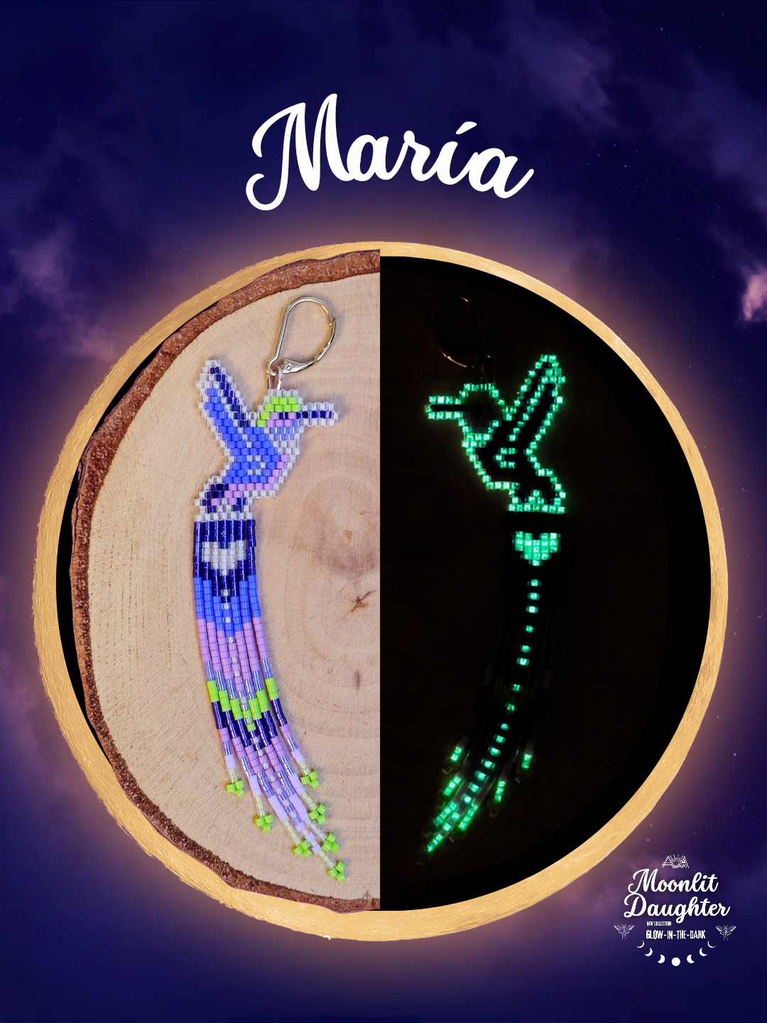 🌙 NEW ✨ MARIA 🌟 Glow-in-the-Dark Hummingbird Beaded Earrings 🌙✨