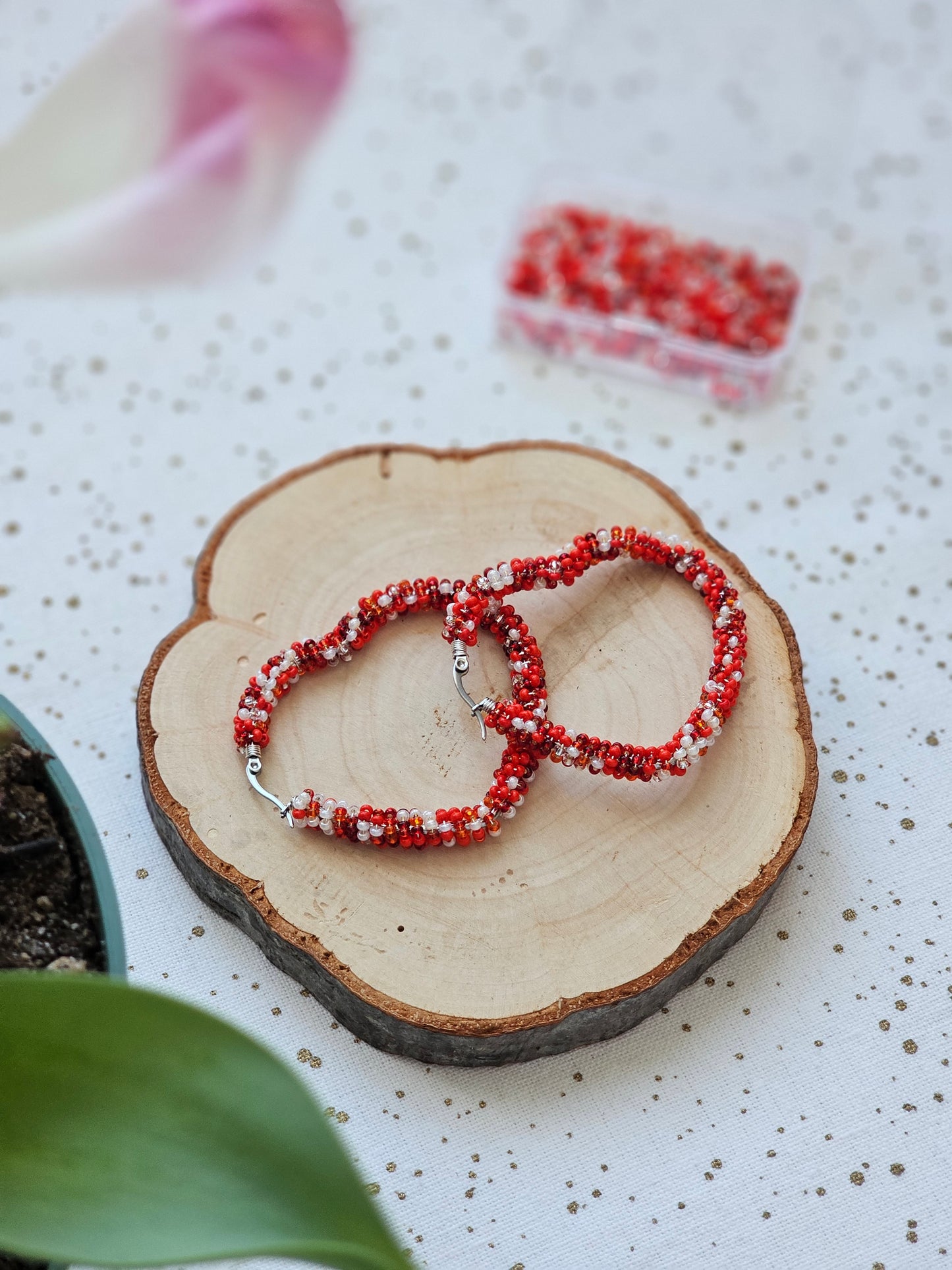 ❤️ Infinity Love Beaded Earrings ❤️ Red