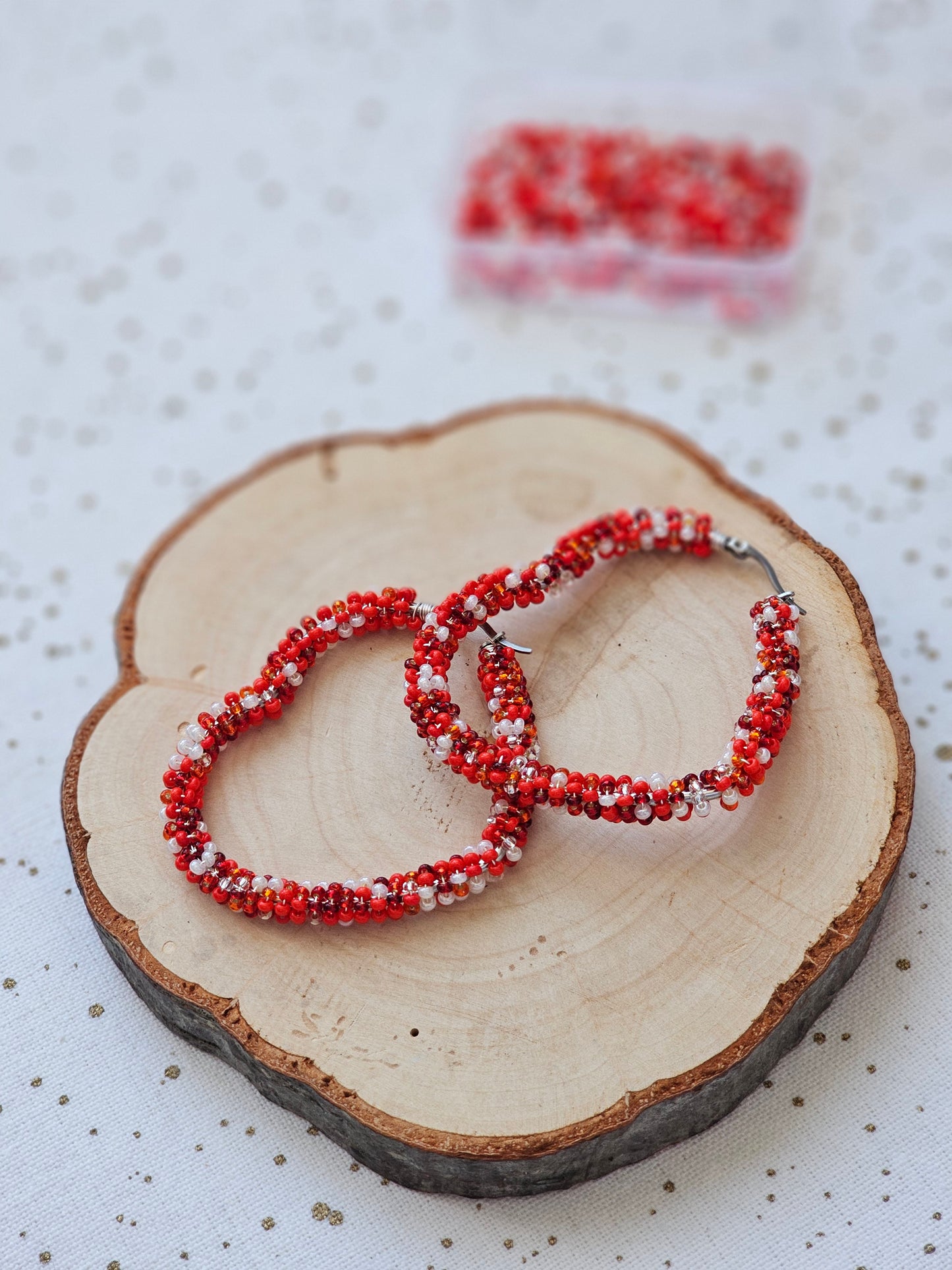 ❤️ Infinity Love Beaded Earrings ❤️ Red