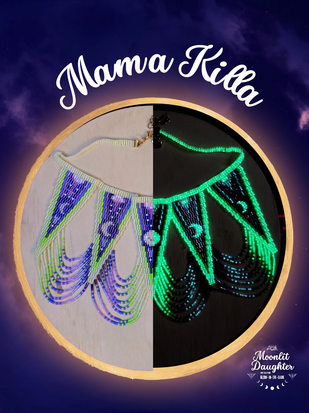 🌙 NEW ✨ MAMA KILLA 🌟 Glow-in-the-Dark Moon Phase  Necklace 🌙✨