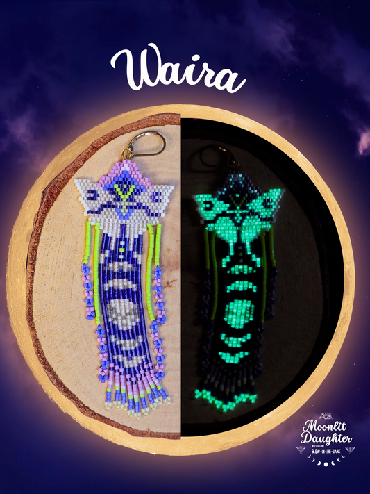🌙 NEW ✨ WAIRA 🌟 Glow-in-the-Dark Luna Moth Beaded Earrings 🌙✨