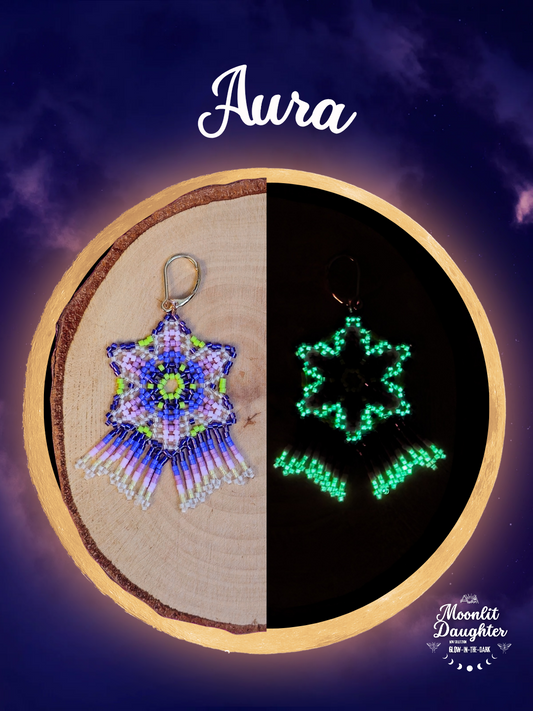 🌙 NEW ✨ AURA 🌟 Glow-in-the-Dark Flower Beaded Earrings🌙✨