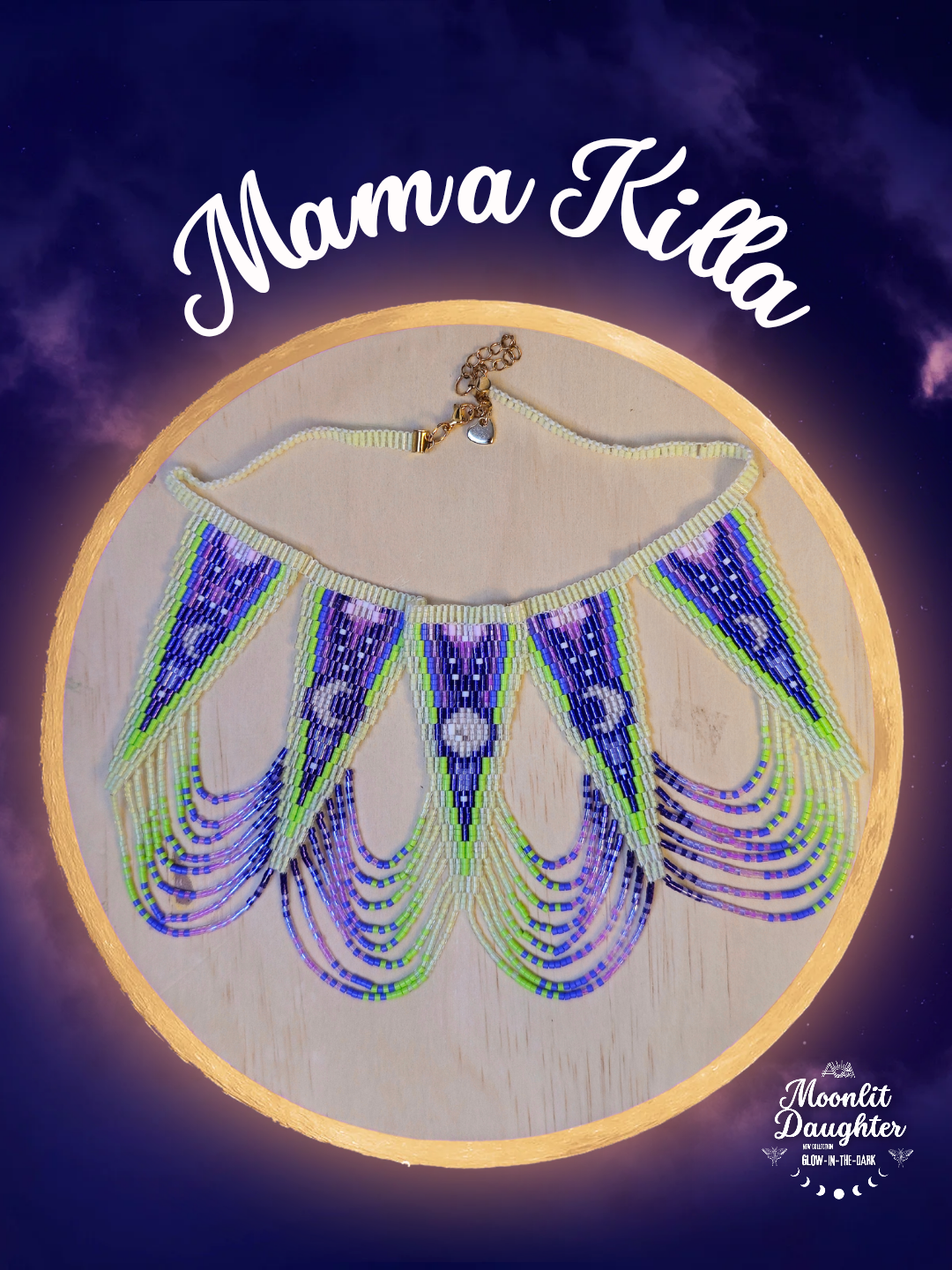🌙 NEW ✨ MAMA KILLA 🌟 Glow-in-the-Dark Moon Phase  Necklace 🌙✨