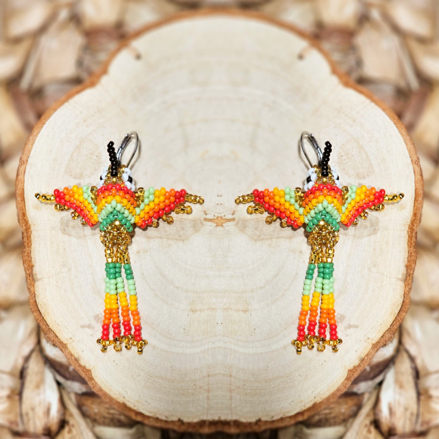 ✨ Little hummingbirds ✨ 3D Beaded Earrings