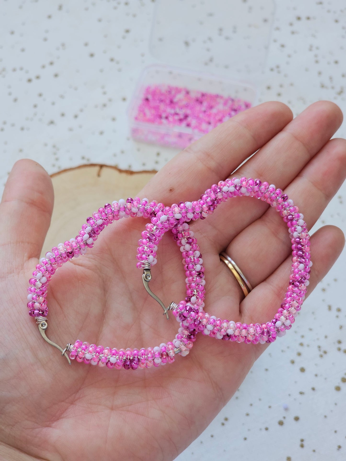 💓Infinity Love Beaded Earrings 💓 Pink