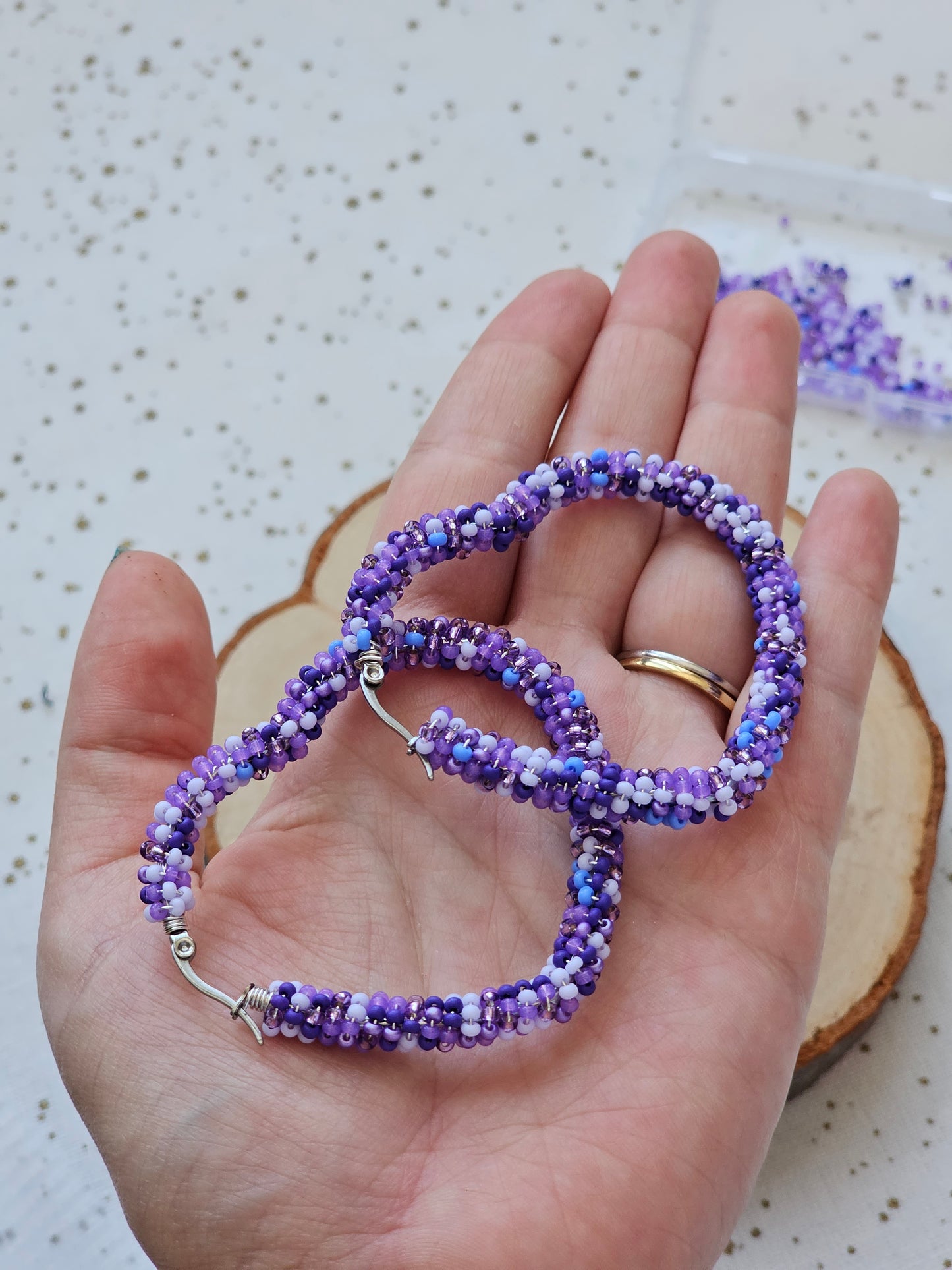 💜 Infinity Love Beaded Earrings 💜 Purple