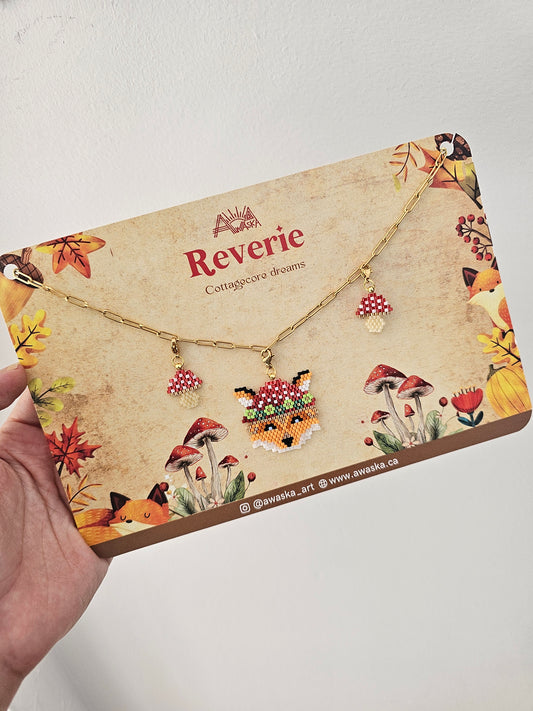 🦊🍁NEW🍂 Reverie ✨Beaded Fox Mushroom Charm Necklace